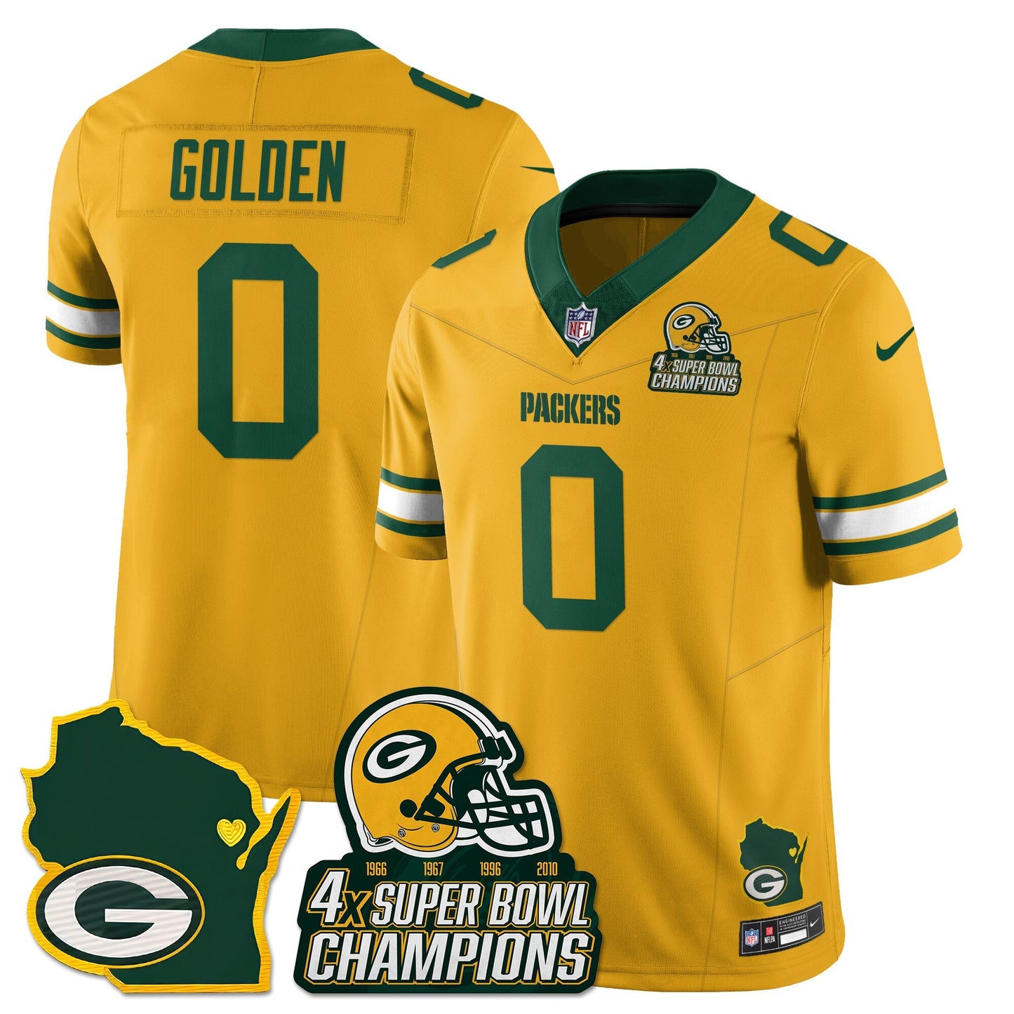 GB 4-Time Champions Patch Vapor Limited Jersey - All Stitched