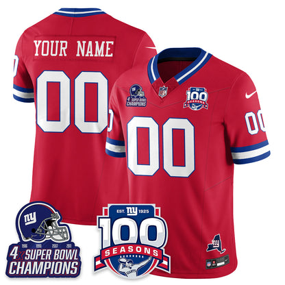 NYG 4-Time Champions Vapor Limited Custom Jersey- 100th Season - All Stitched
