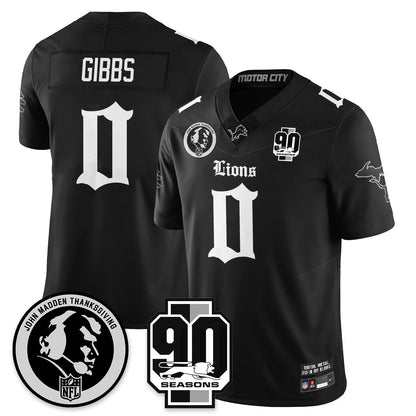 DET 'Gothic 90th Season' Vapor Limited Jersey - John Madden Patch - All Stitched
