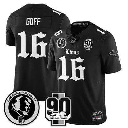 DET 'Gothic 90th Season' Vapor Limited Jersey - John Madden Patch - All Stitched