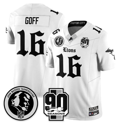 DET 'Gothic 90th Season' Vapor Limited Jersey - John Madden Patch - All Stitched