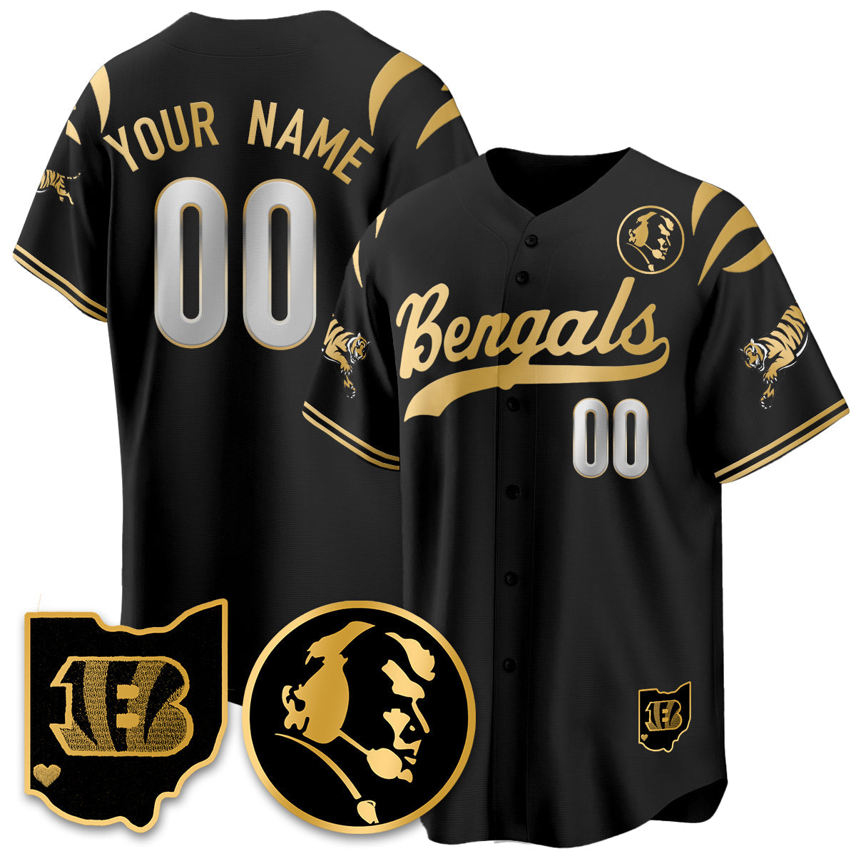 Custom CIN Vapor Limited Baseball Jersey - John Madden Patch - All Stitched