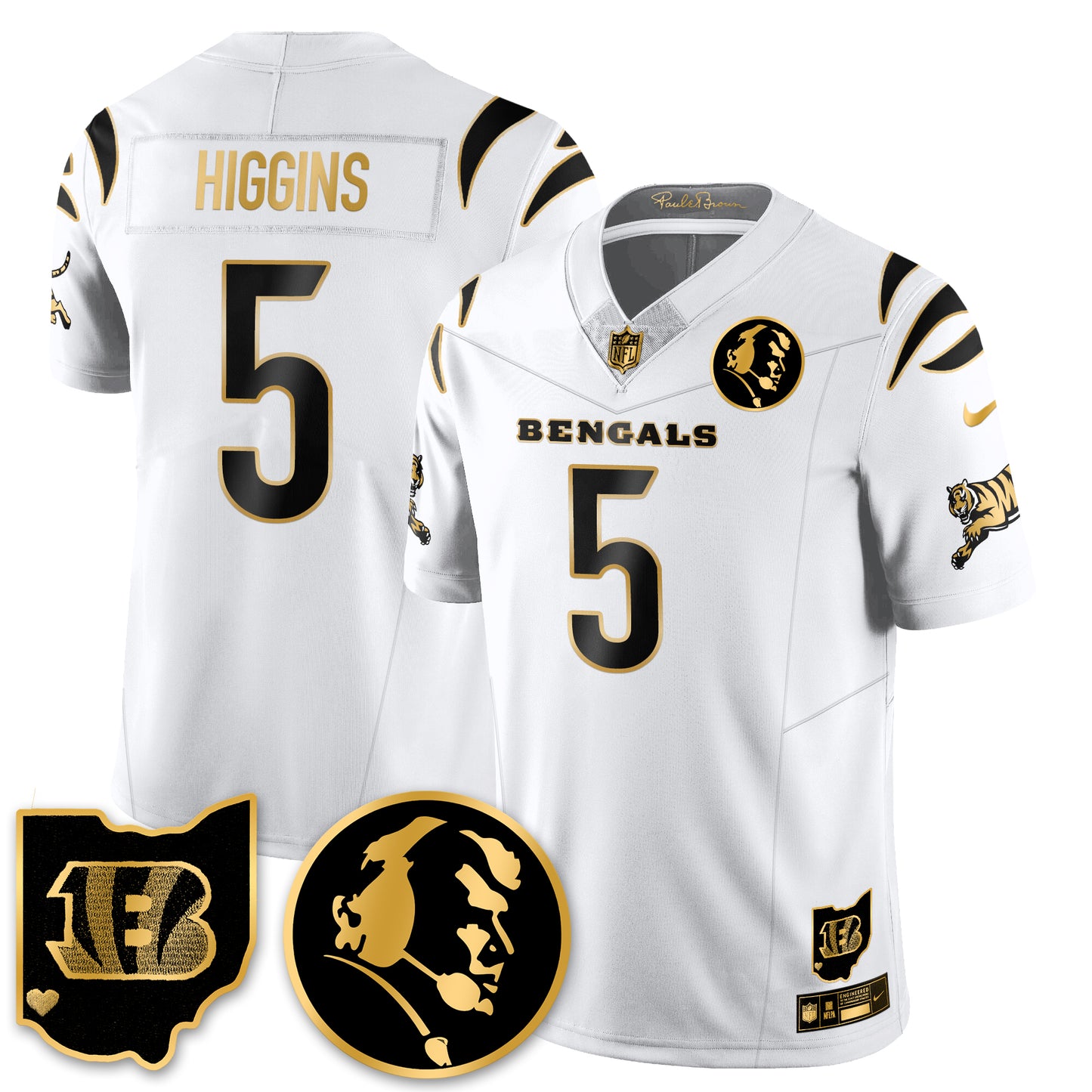 CIN Vapor Limited Gold Jersey - John Madden Patch - All Stitched