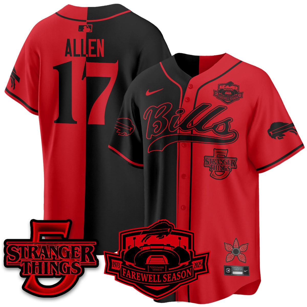 BUF Stranger Things Vapor Limited Baseball Jersey - All Stitched