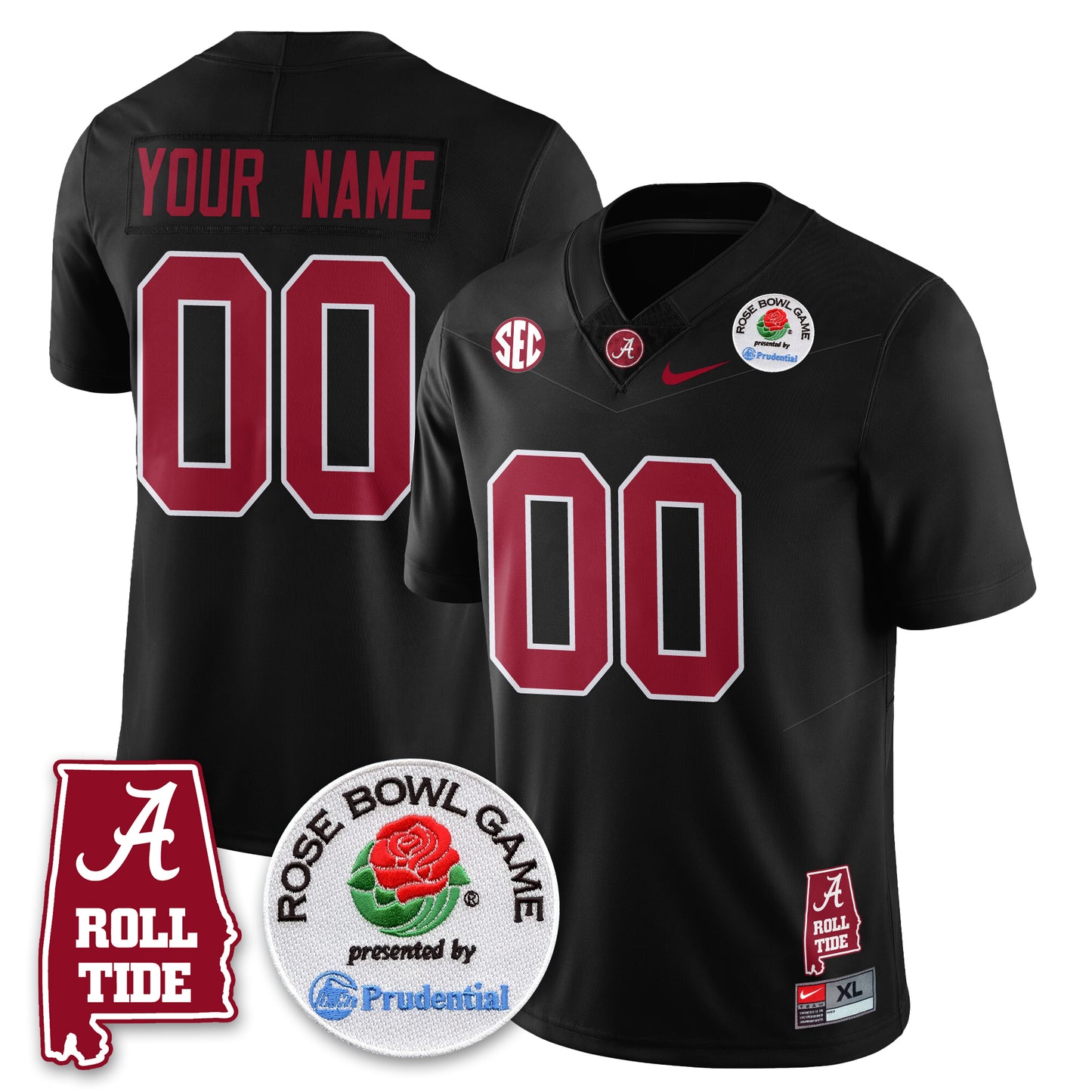 BAMA Rose Bowl Vapor Limited Custom Jersey - All Stitched