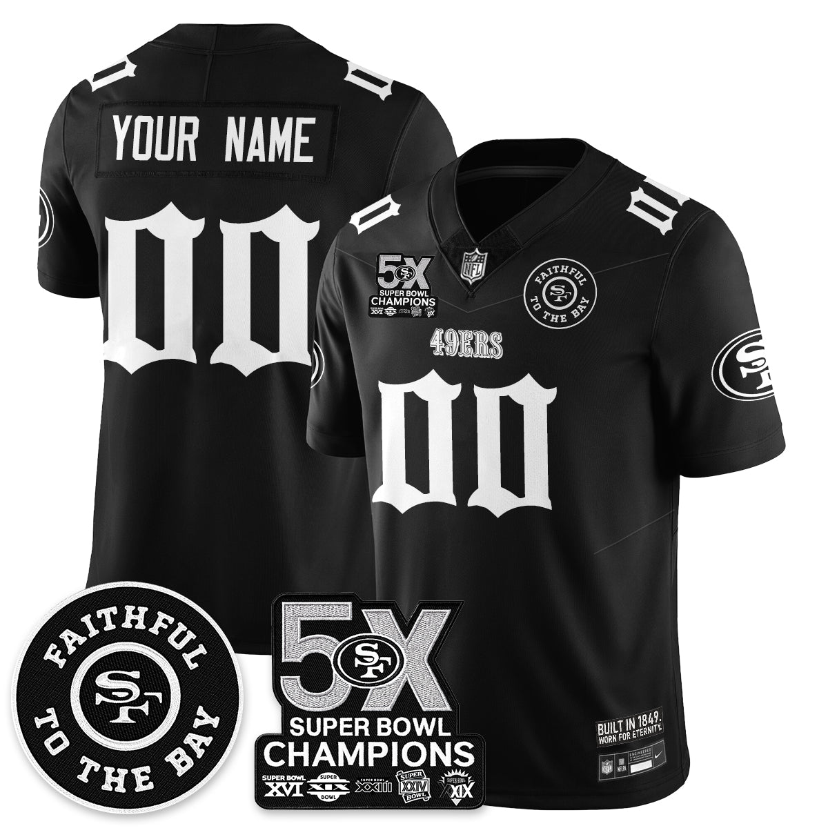 SF 5-Time Champions Gothic Vapor Limited Custom Jersey - All Stitched