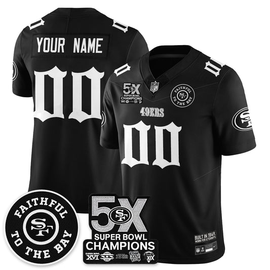 SF 5-Time Champions Gothic Vapor Limited Custom Jersey - Stitched