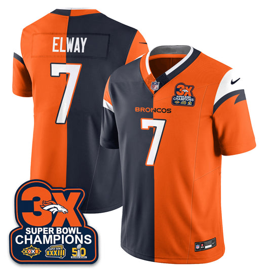 DEN 3-Time Champions Patch Vapor Limited Split Jersey - Stitched