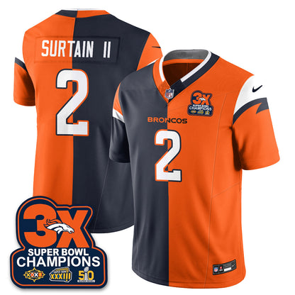 DEN 3-Time Champions Patch Vapor Limited Split Jersey - All Stitched