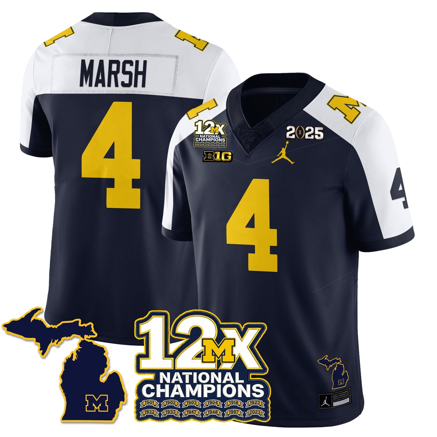 MICH 12x-Time National Champions Vapor Limited Football Jersey - All Stitched
