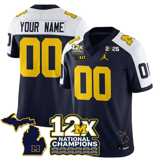 Custom MICH 12x-Time National Champions Vapor Limited Football Jersey - Stitched