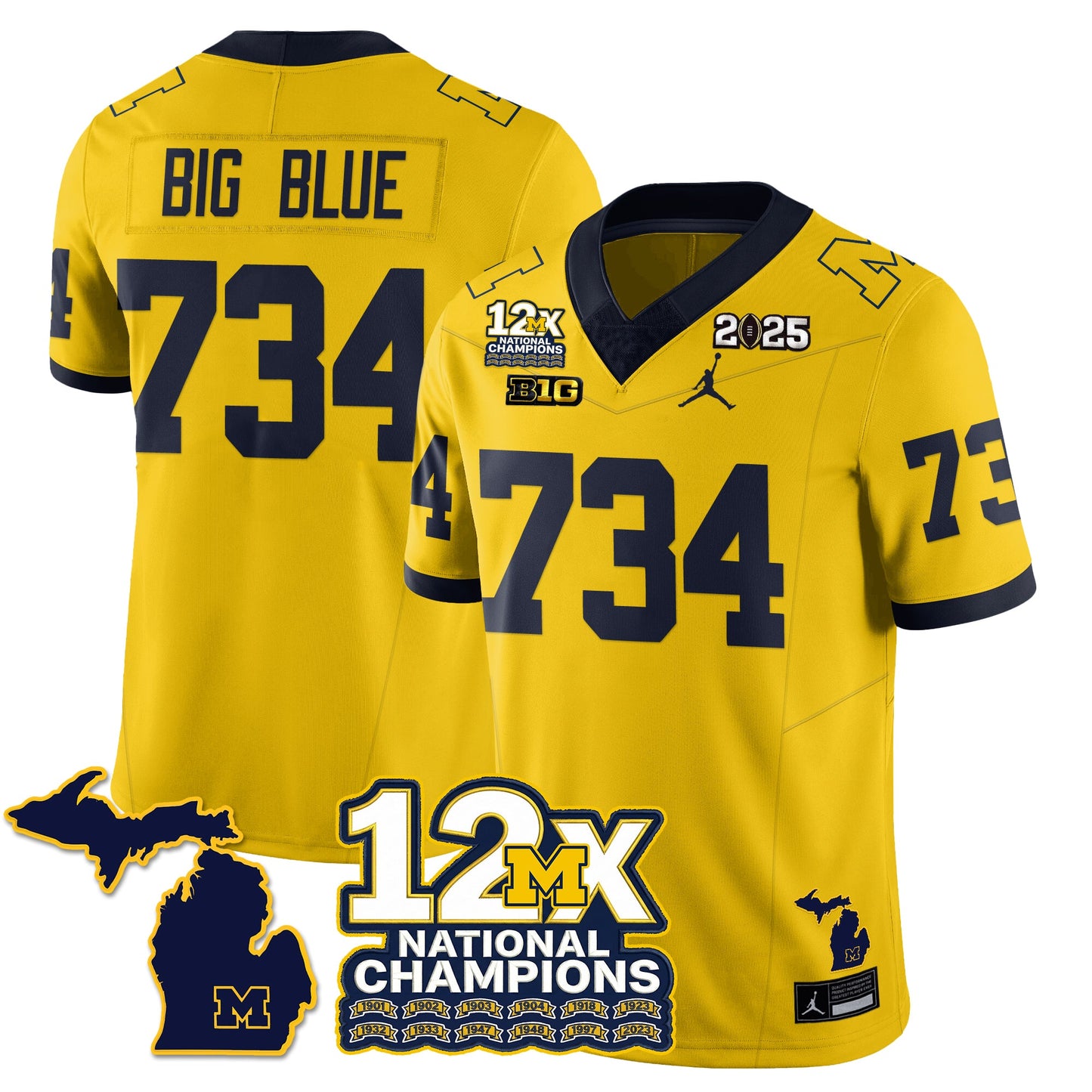 MICH 12x-Time National Champions Vapor Limited Football Jersey - All Stitched