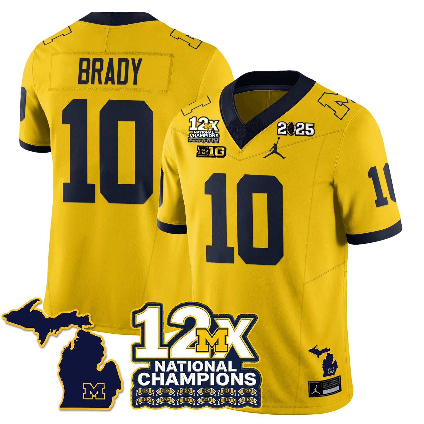 MICH 12x-Time National Champions Vapor Limited Football Jersey - All Stitched