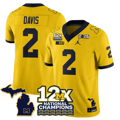 MICH 12x-Time National Champions Vapor Limited Football Jersey - All Stitched