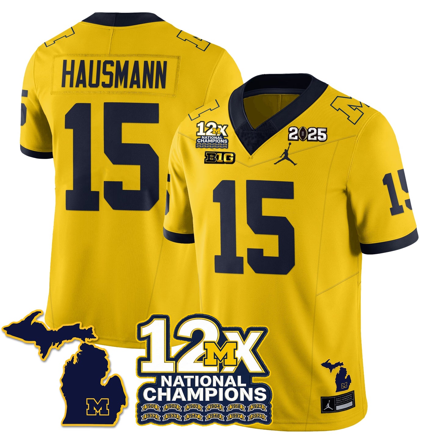 MICH 12x-Time National Champions Vapor Limited Football Jersey - All Stitched