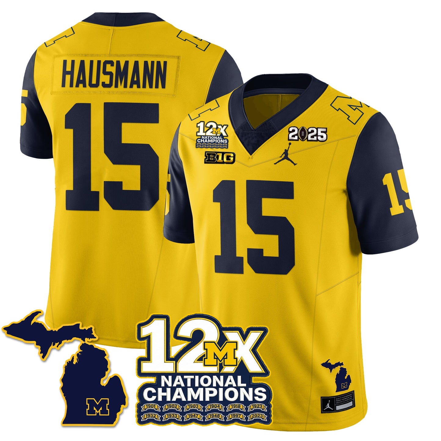MICH 12x-Time National Champions Vapor Limited Football Jersey - All Stitched