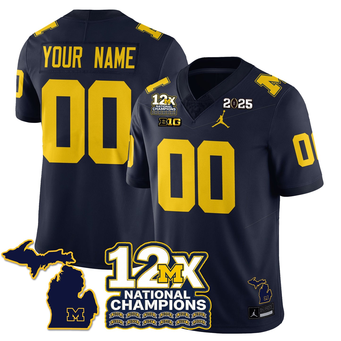 MICH 12x-Time National Champions Vapor Limited Football Jersey - All Stitched