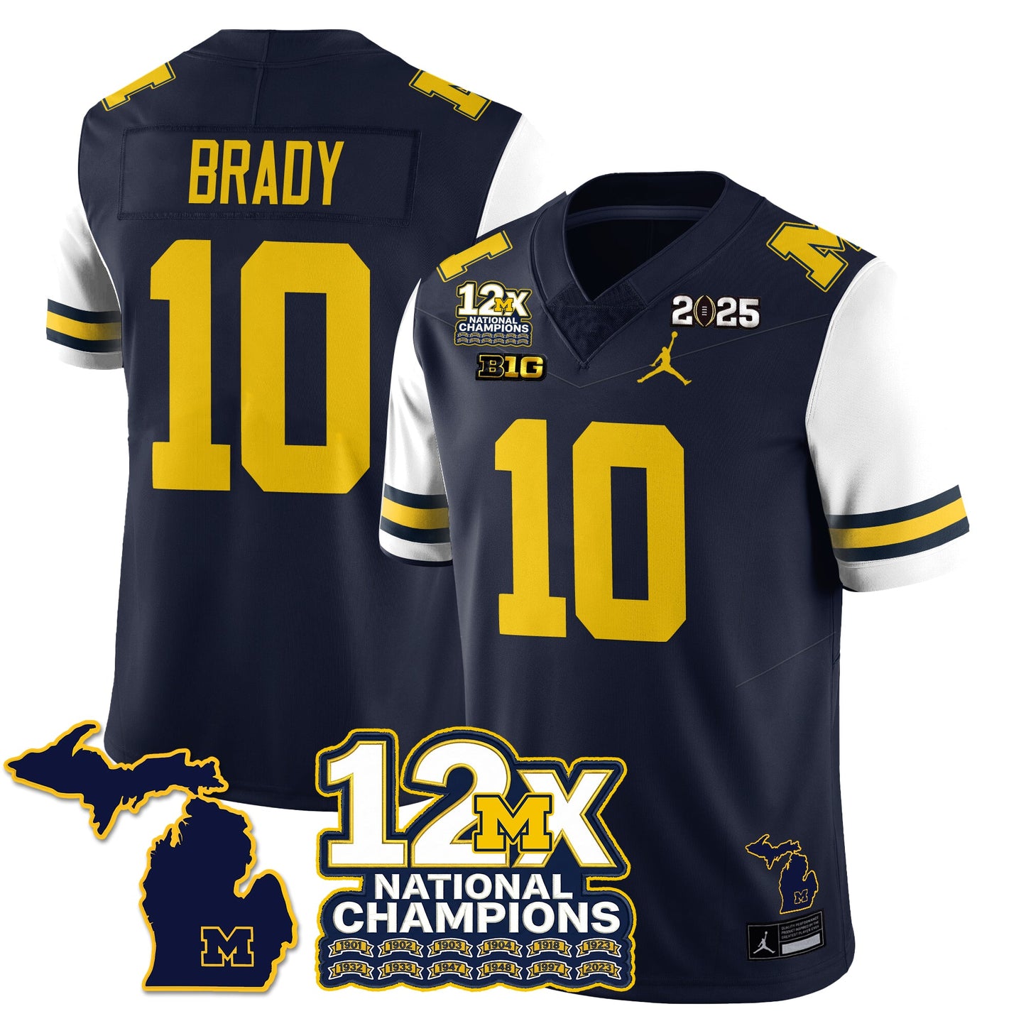 MICH 12x-Time National Champions Vapor Limited Football Jersey - All Stitched