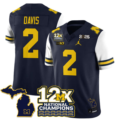 MICH 12x-Time National Champions Vapor Limited Football Jersey - All Stitched