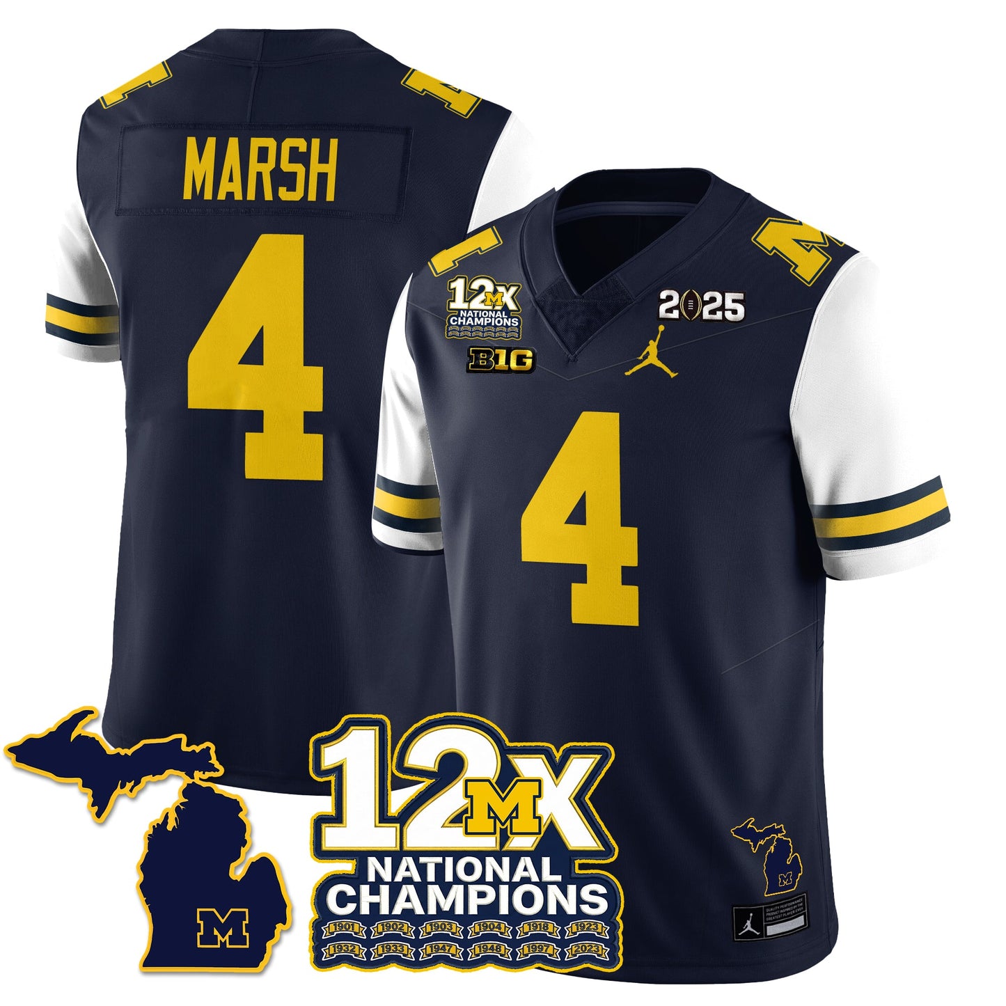 MICH 12x-Time National Champions Vapor Limited Football Jersey - All Stitched