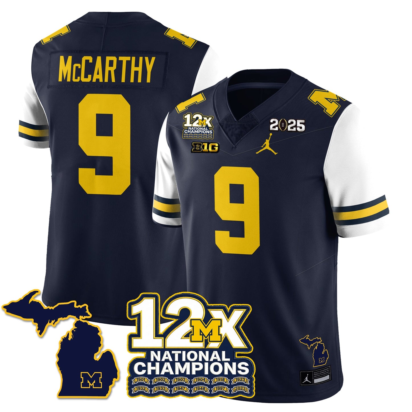 MICH 12x-Time National Champions Vapor Limited Football Jersey - All Stitched