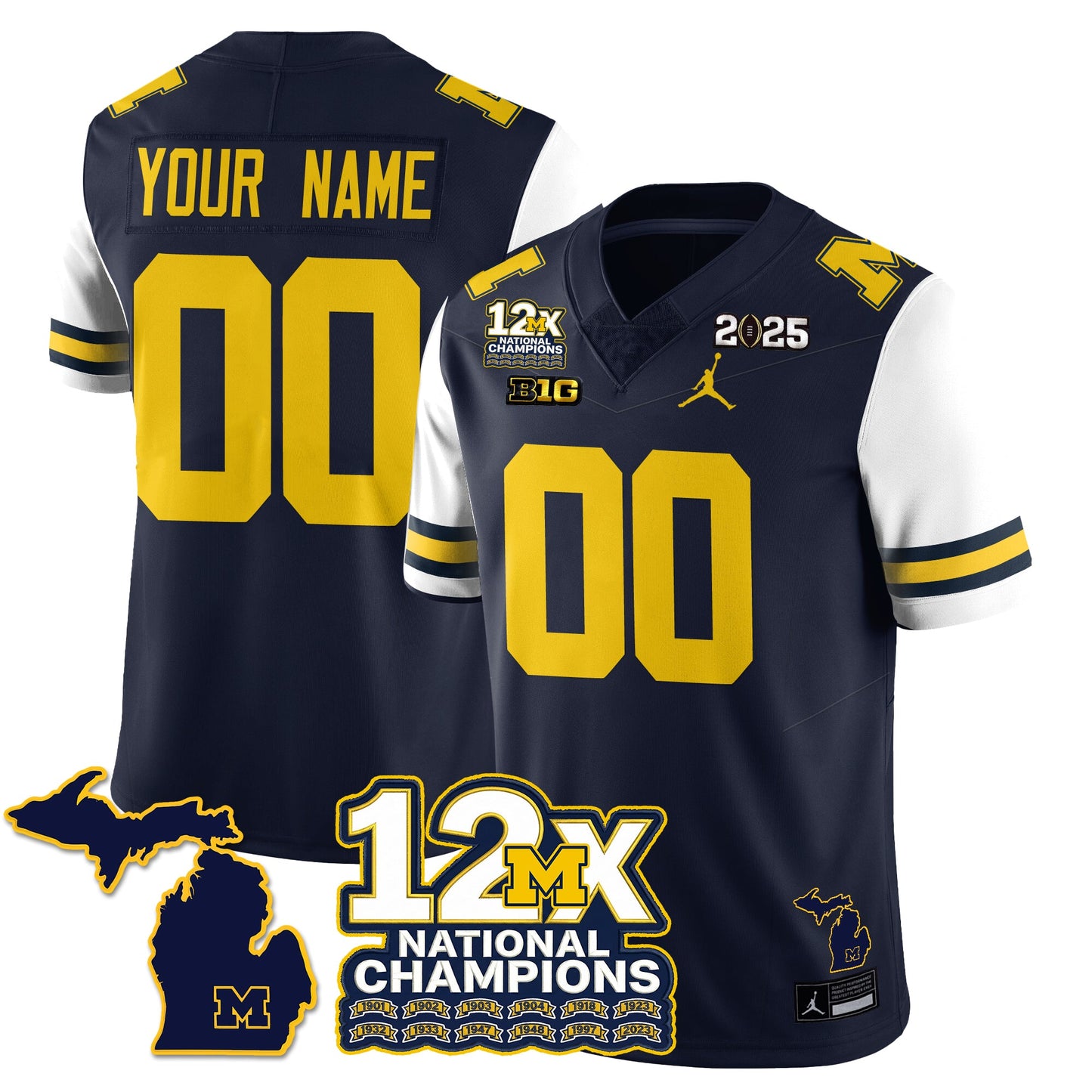 MICH 12x-Time National Champions Vapor Limited Football Jersey - All Stitched