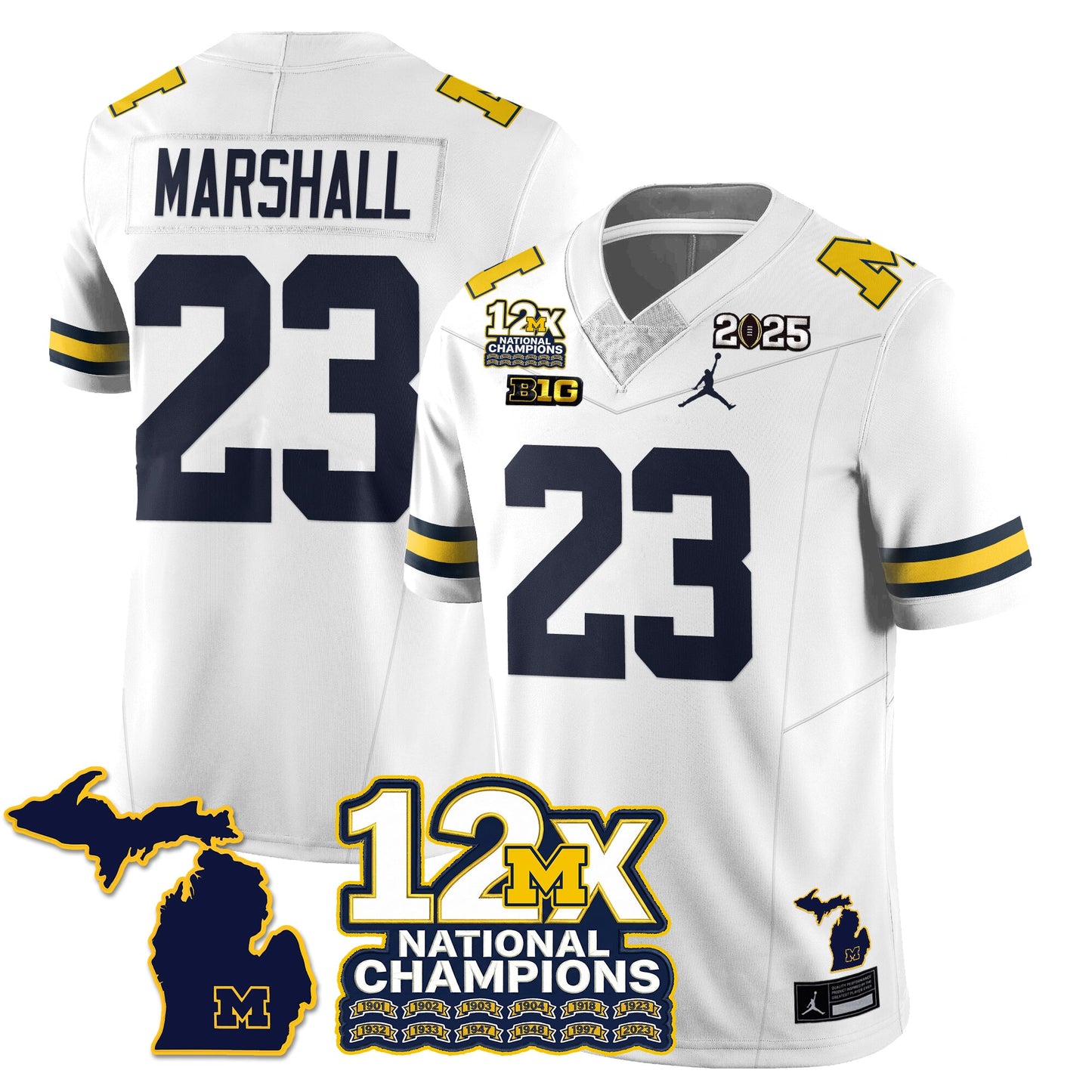 MICH 12x-Time National Champions Vapor Limited Football Jersey - All Stitched