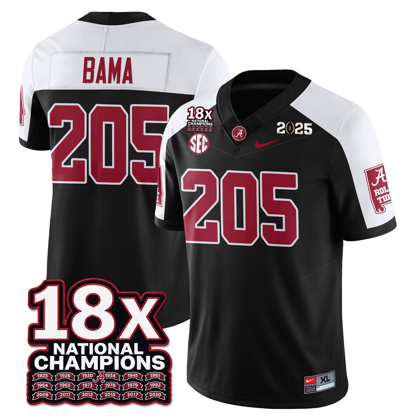 BAMA 18x-Time National Champions Vapor Limited Football Jersey - All Stitched