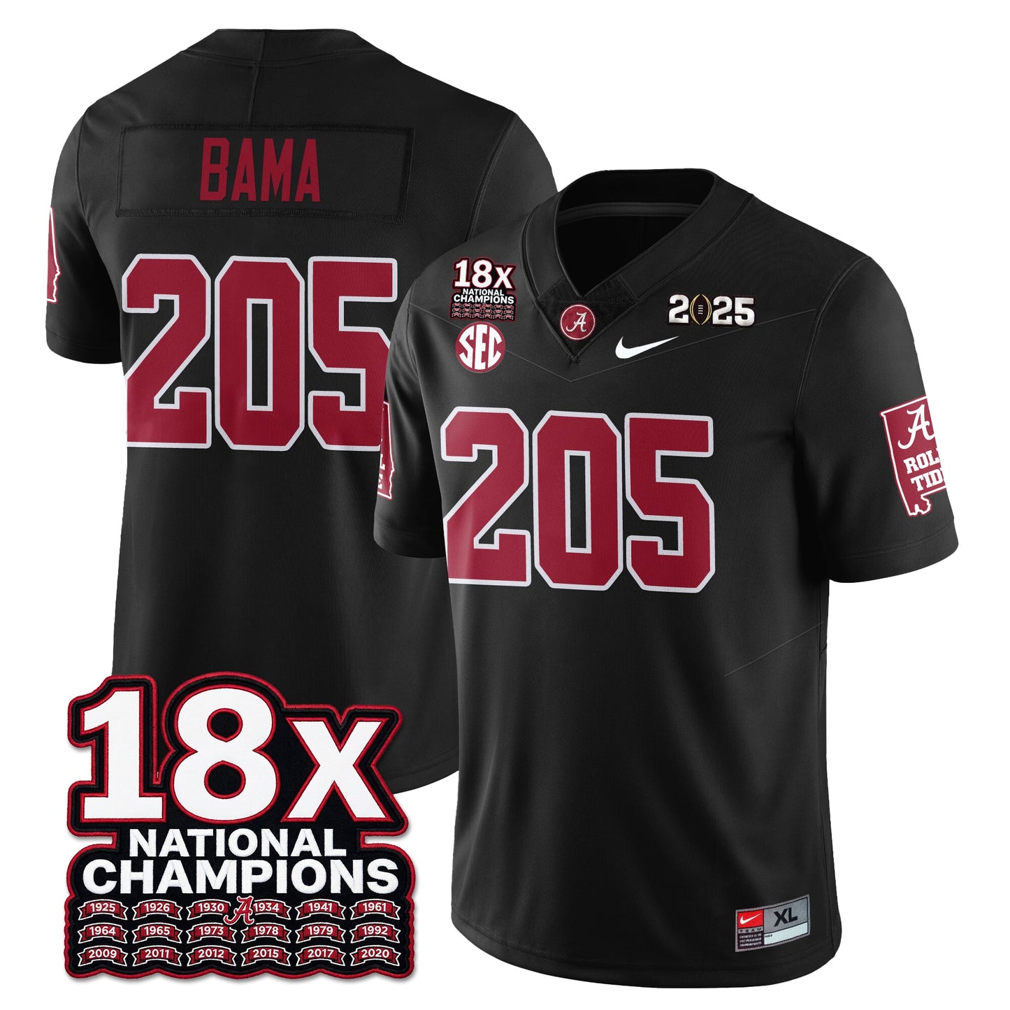 BAMA 18x-Time National Champions Vapor Limited Football Jersey - All Stitched