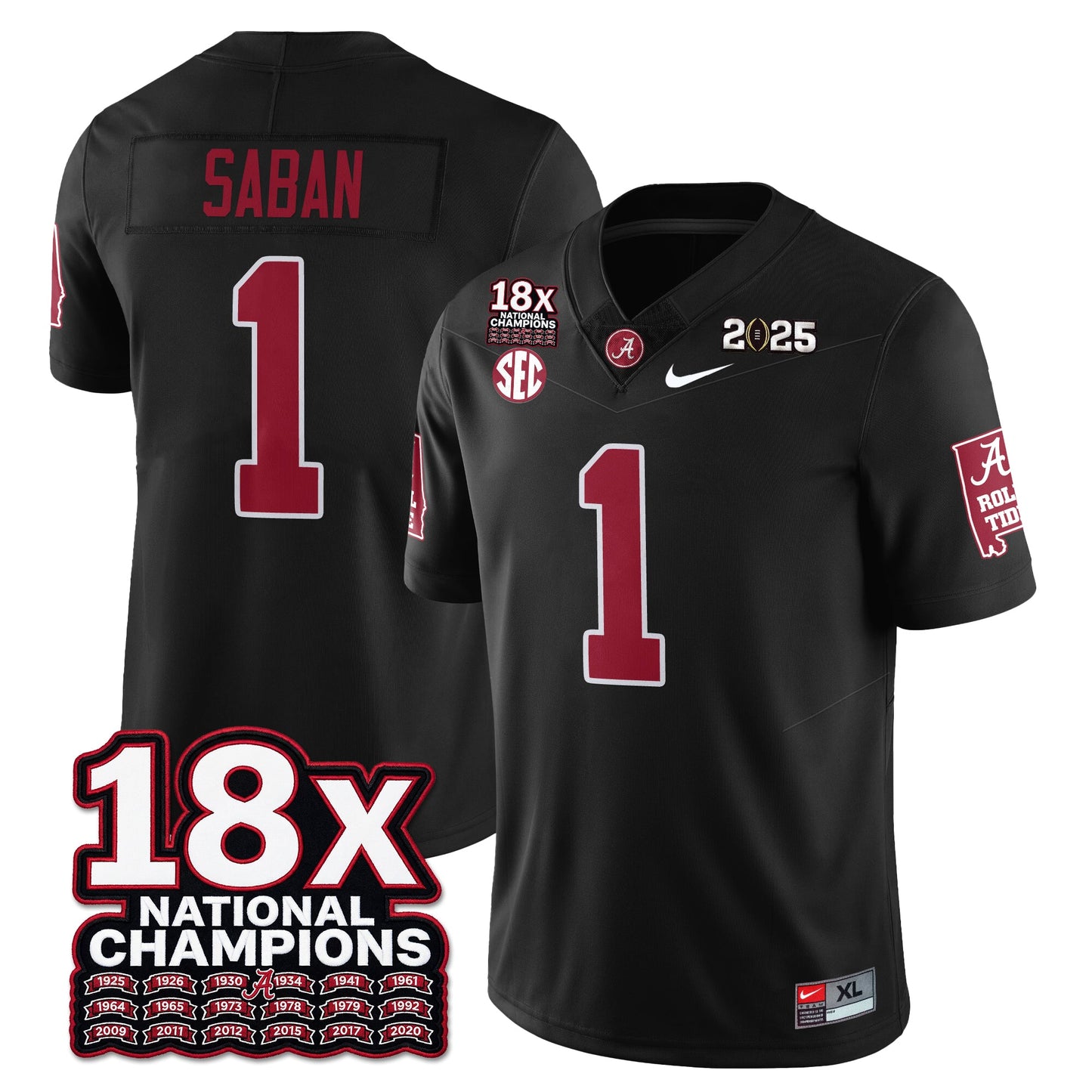 BAMA 18x-Time National Champions Vapor Limited Football Jersey - All Stitched