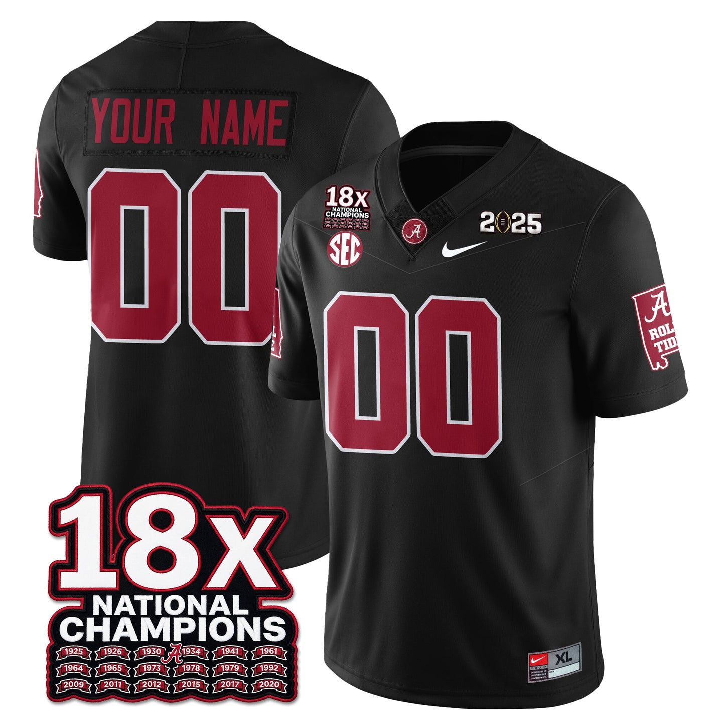 Custom BAMA 18x-Time National Champions Vapor Limited Football Jersey - All Stitched