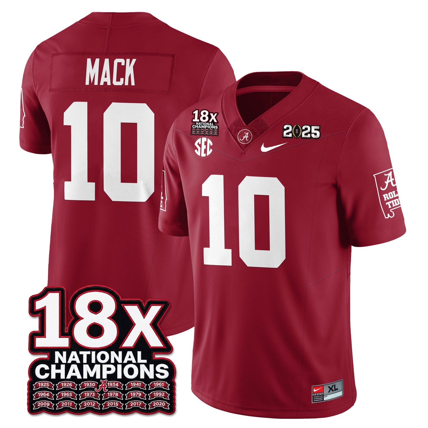 BAMA 18x-Time National Champions Vapor Limited Football Jersey - All Stitched