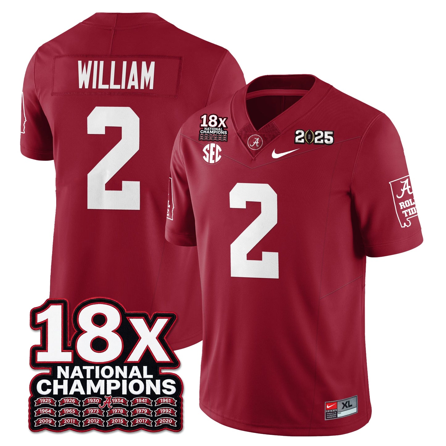 BAMA 18x-Time National Champions Vapor Limited Football Jersey - All Stitched