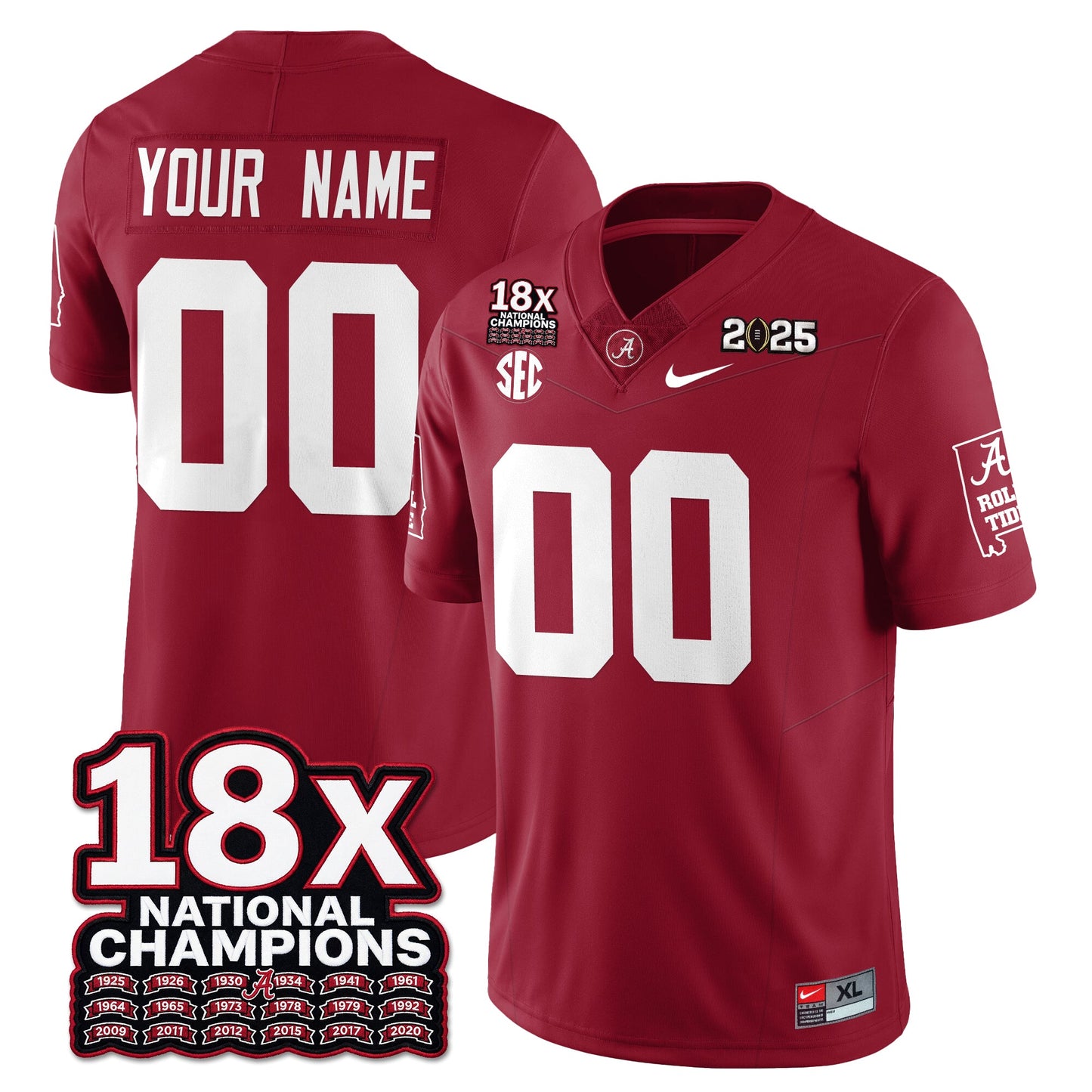 BAMA 18x-Time National Champions Vapor Limited Football Jersey - All Stitched