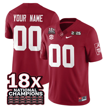 Custom BAMA 18x-Time National Champions Vapor Limited Football Jersey - All Stitched