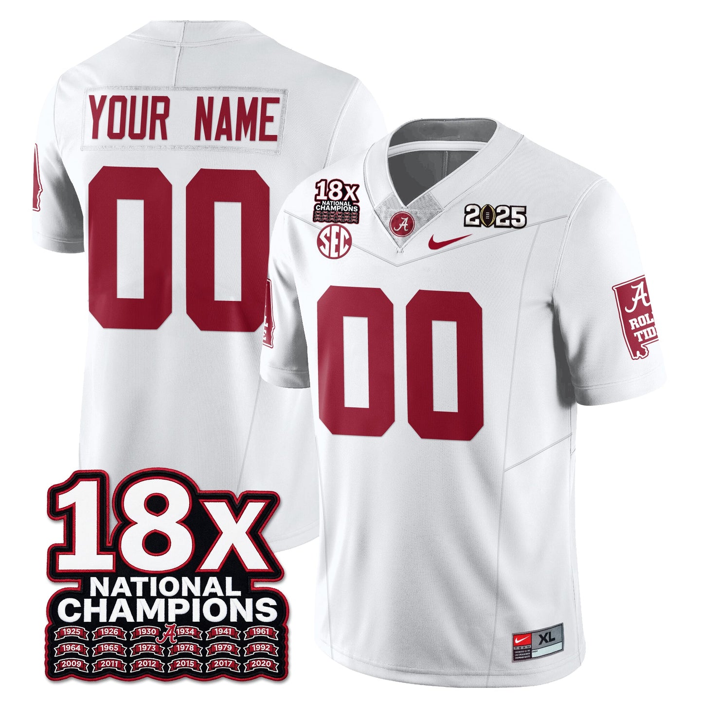 Custom BAMA 18x-Time National Champions Vapor Limited Football Jersey - All Stitched
