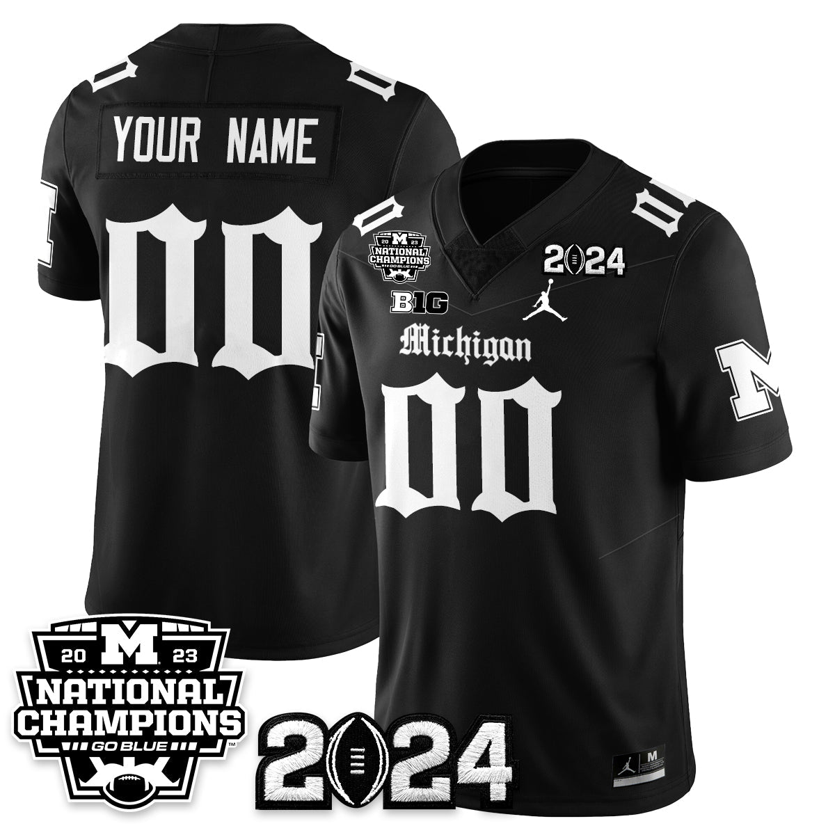Custom MICH Gothic 2023 National Champions Vapor Limited Football Jersey - All Stitched