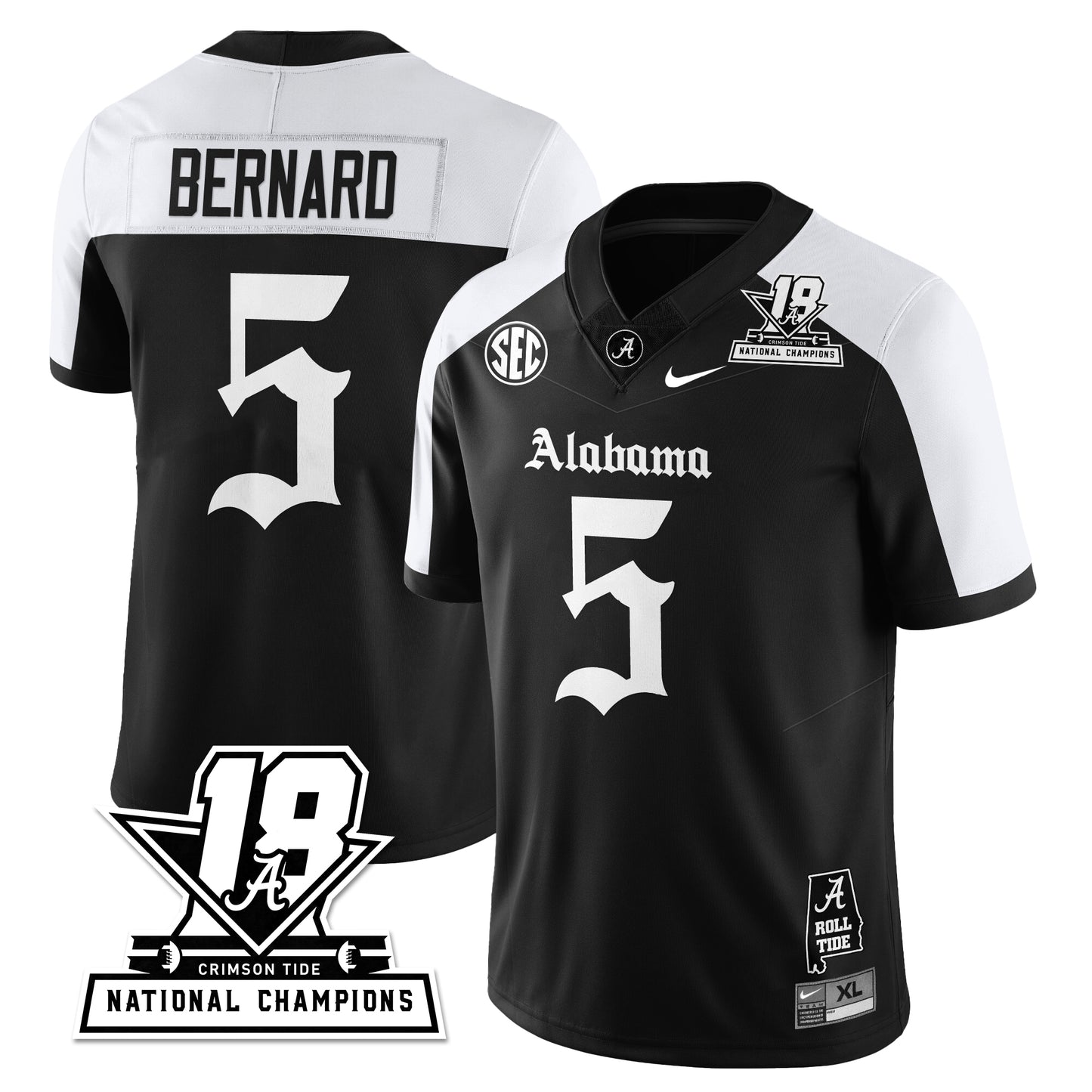 BAMA 18x-Time National Champions Gothic Vapor Limited Jersey - All Stitched