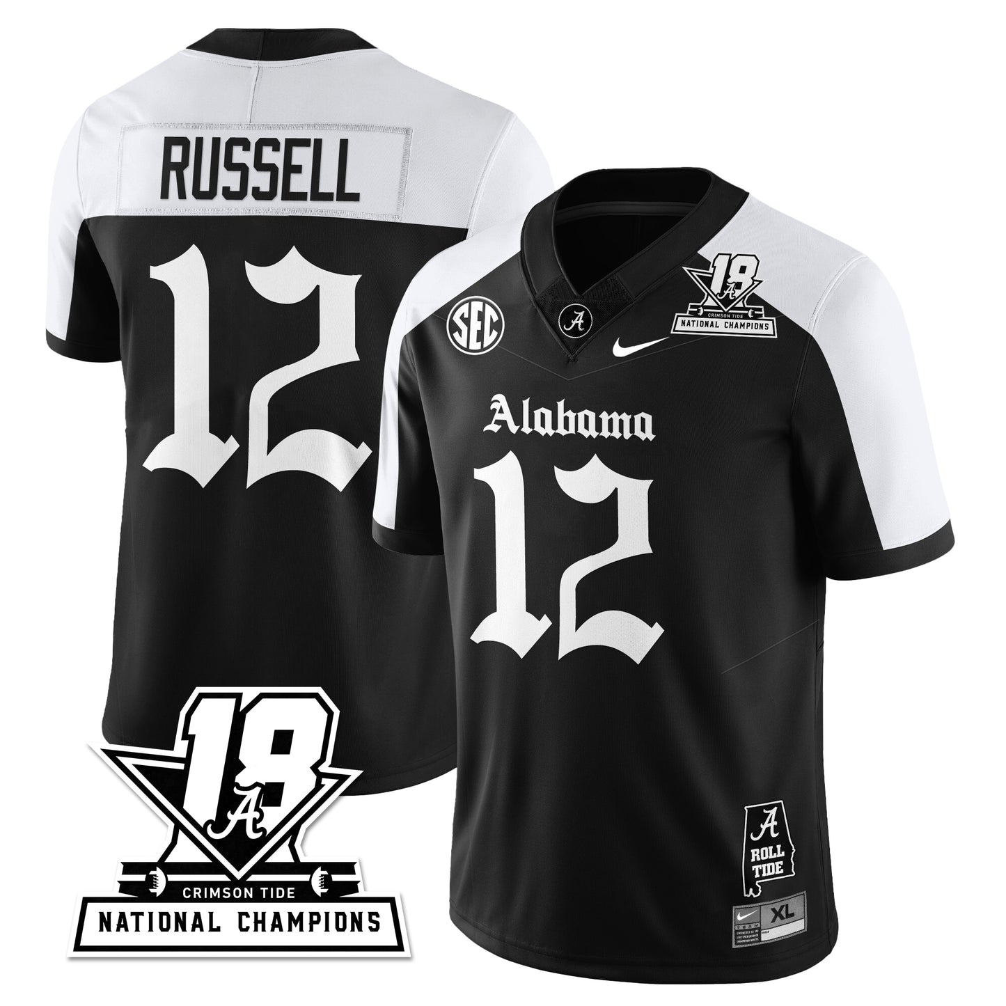 BAMA 18x-Time National Champions Gothic Vapor Limited Jersey - All Stitched