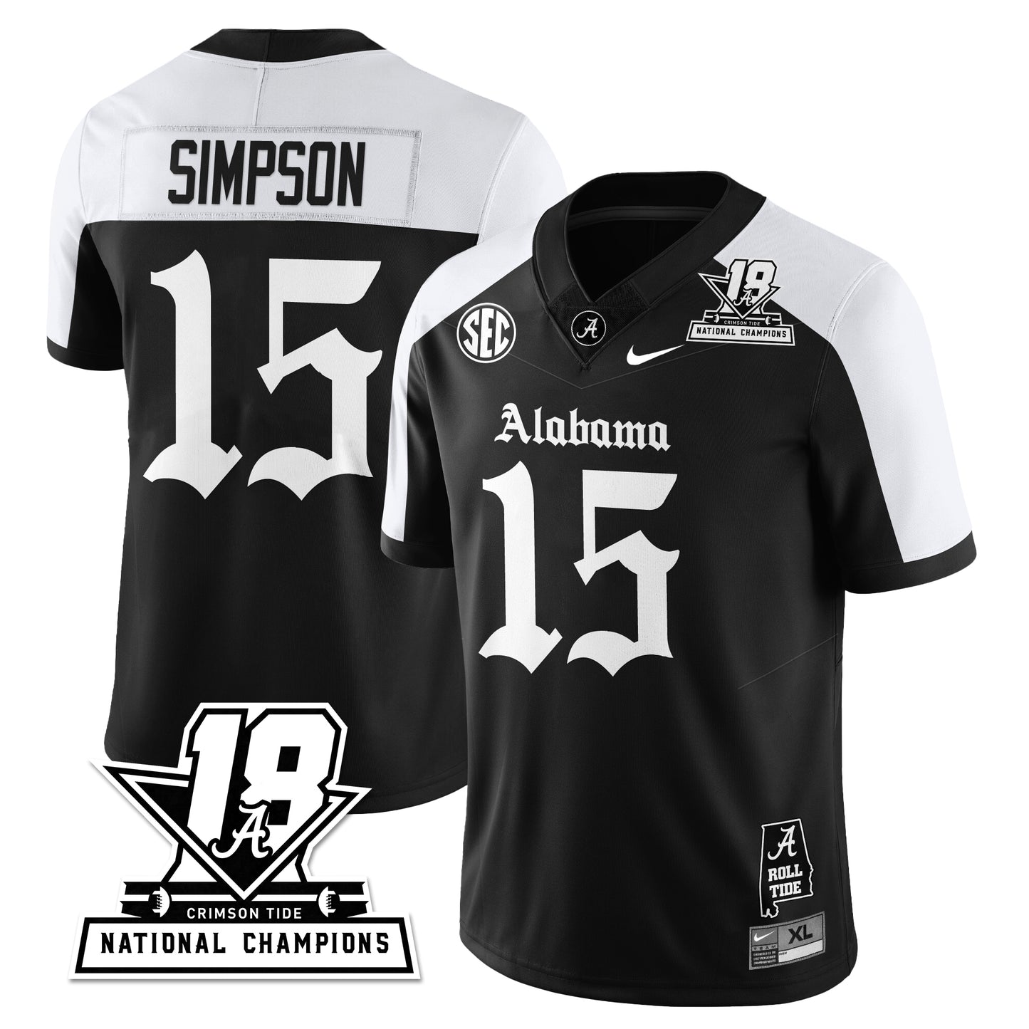 BAMA 18x-Time National Champions Gothic Vapor Limited Jersey - All Stitched