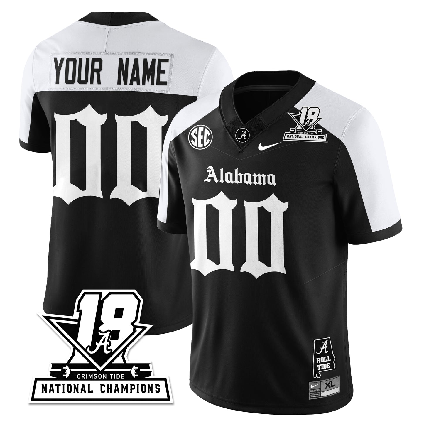 BAMA 18x-Time National Champions Gothic Vapor Limited Jersey - All Stitched