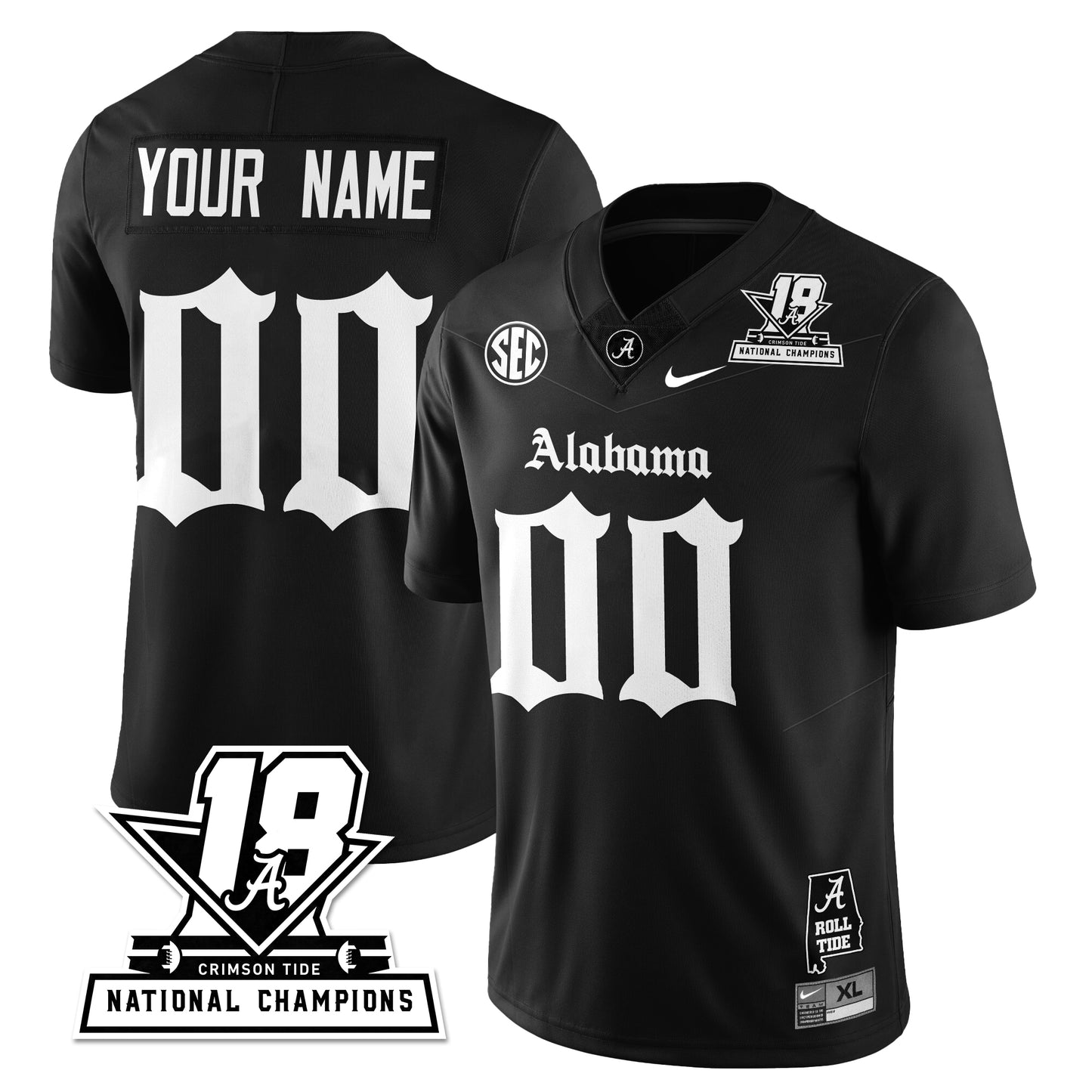 BAMA 18x-Time National Champions Gothic Vapor Limited Jersey - All Stitched