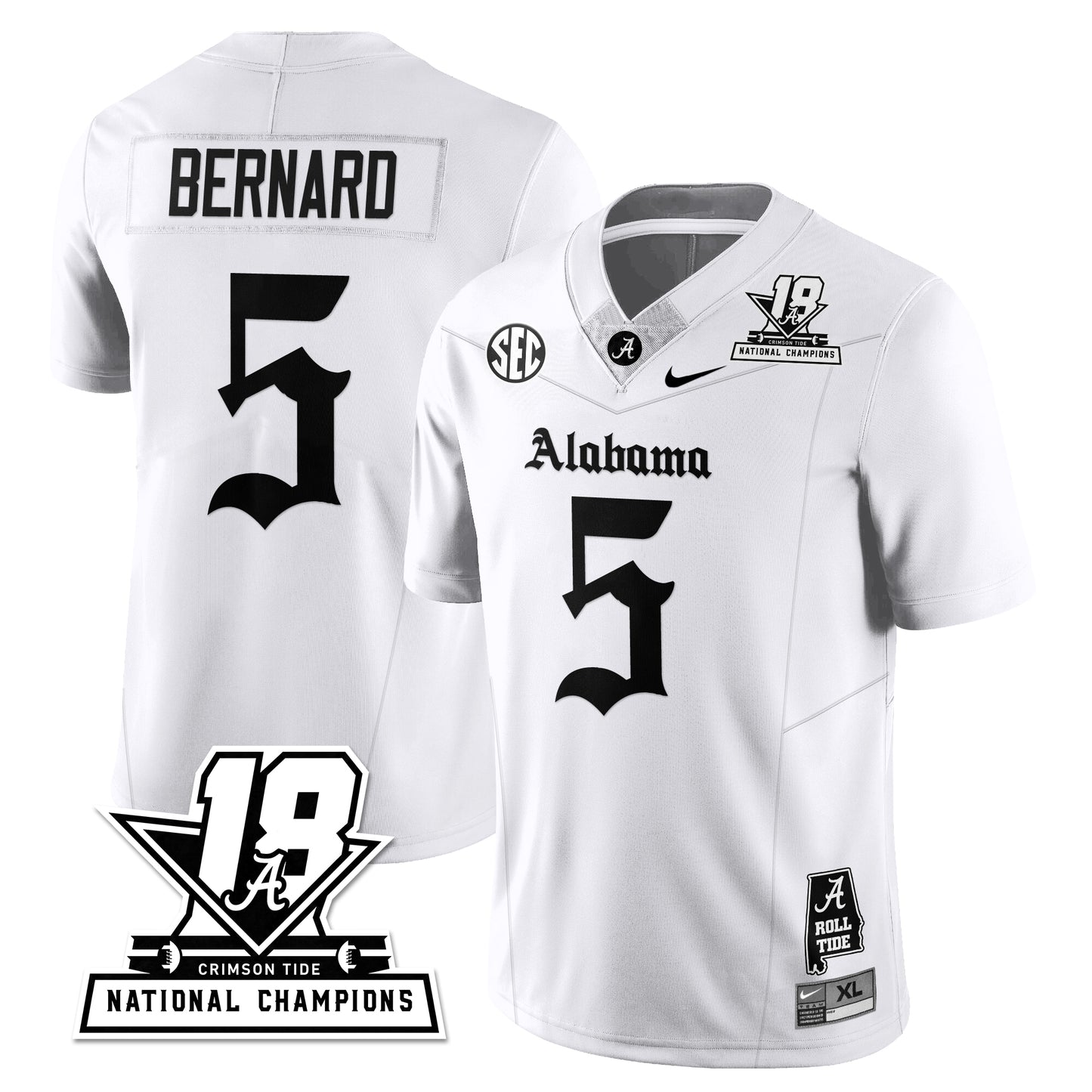 BAMA 18x-Time National Champions Gothic Vapor Limited Jersey - All Stitched