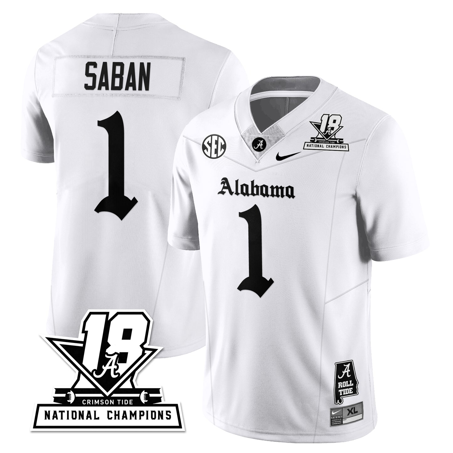 BAMA 18x-Time National Champions Gothic Vapor Limited Jersey - All Stitched