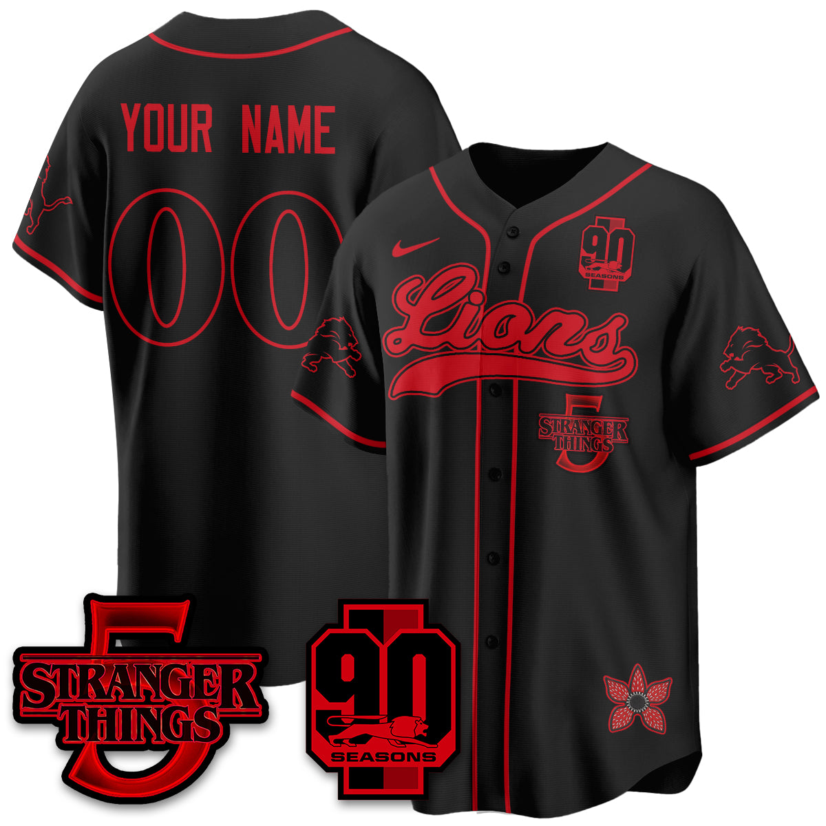 DET 'Stranger Things Edition' Vapor Limited Baseball Custom Jersey - All Stitched