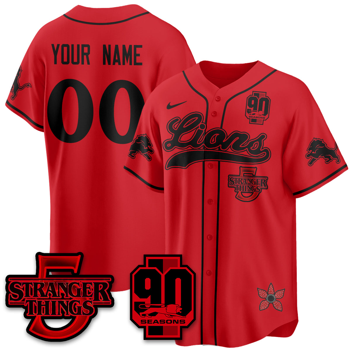 DET 'Stranger Things Edition' Vapor Limited Baseball Custom Jersey - All Stitched