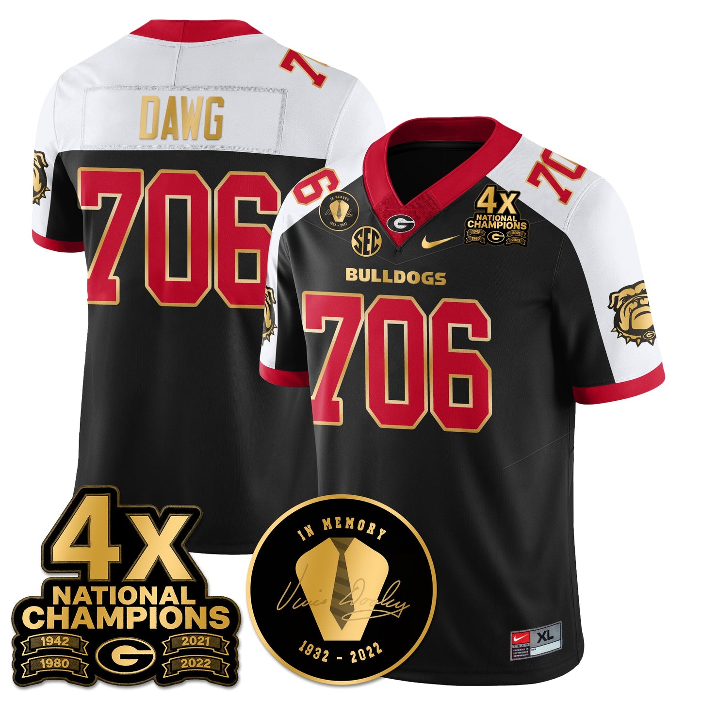 UGA 4x-Time National Champions Vapor Limited Jersey - All Stitched