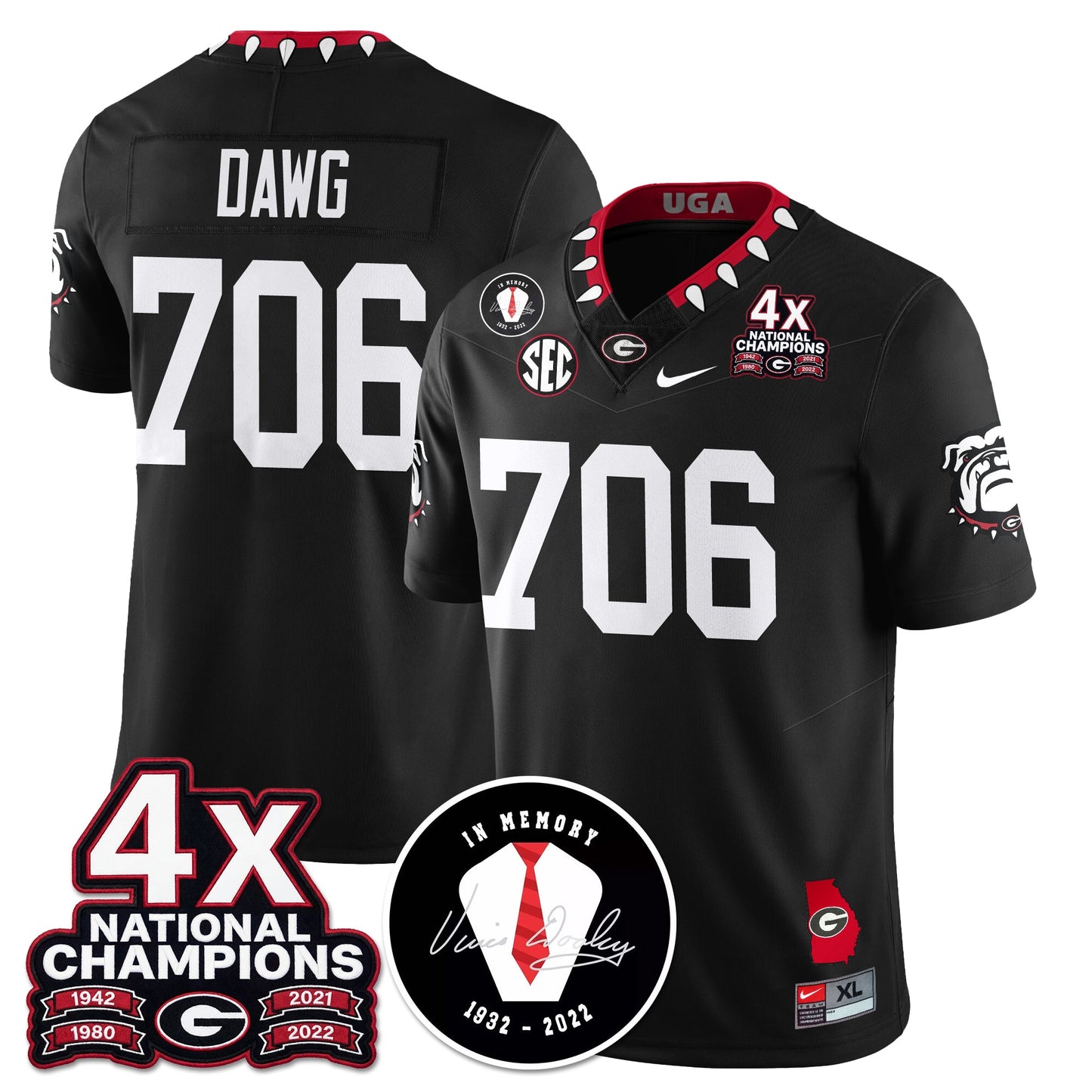 UGA 4x-Time National Champions Vapor Limited Jersey - All Stitched