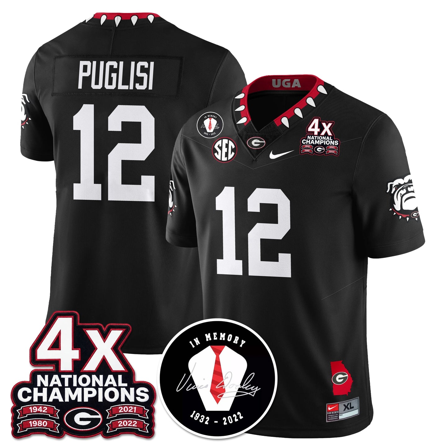 UGA 4x-Time National Champions Vapor Limited Jersey - All Stitched