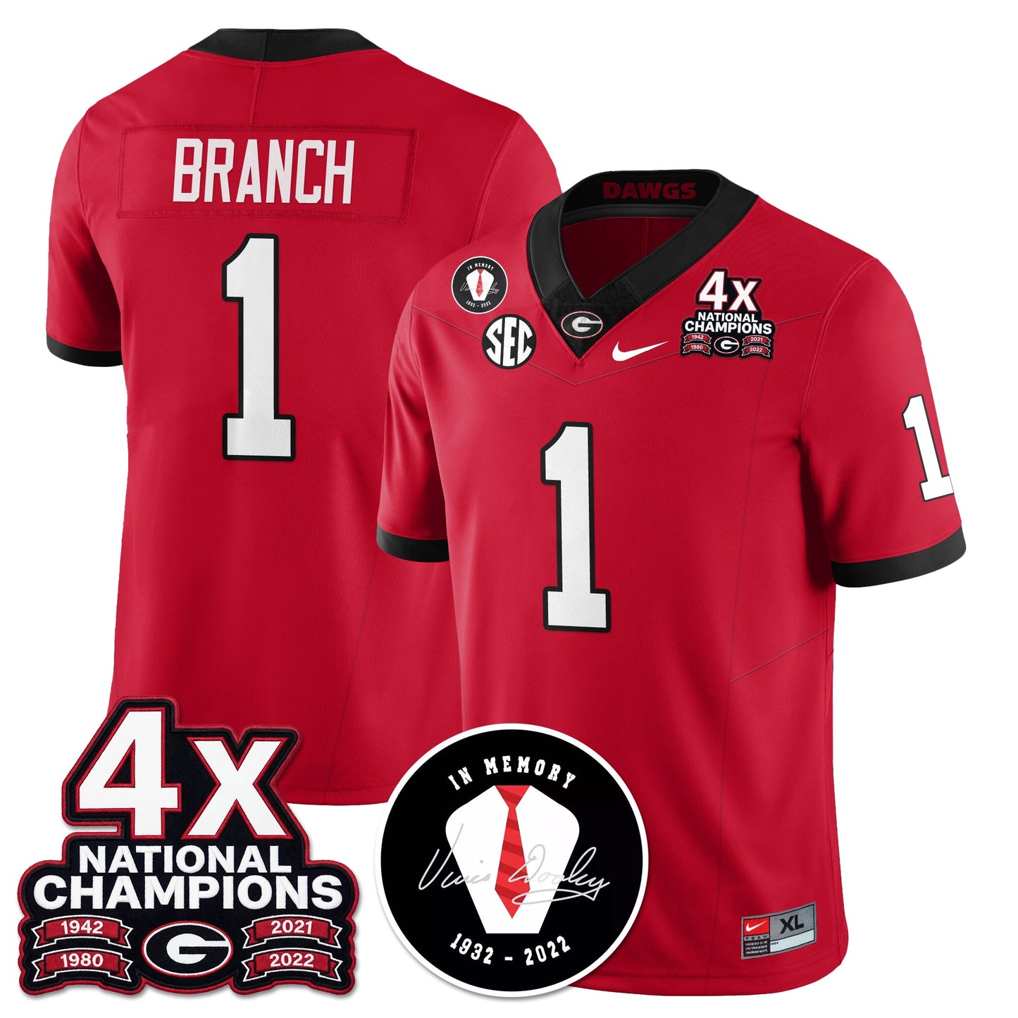 UGA 4x-Time National Champions Vapor Limited Jersey - All Stitched